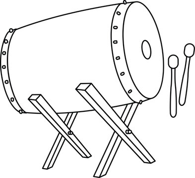 Beduk or islamic drum icon symbolizing Ramadan, Eid al-Fitr, and Eid al-Adha, perfect for Islamic culture and festival design assets