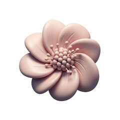 A beautiful minimalist 3d rendered pink flower isolated on a clean black background