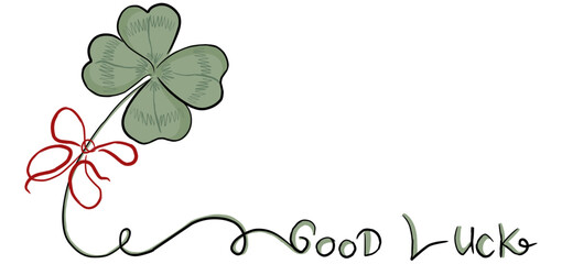 Vector design of a clover leaf tied with a red ribbon for St. Patrick's Day