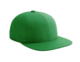 A green structured baseball cap with a flat brim, ideal for casual, sport, or outdoor wear. Features a clean, minimalist design with no visible logos, suitable for everyday use.