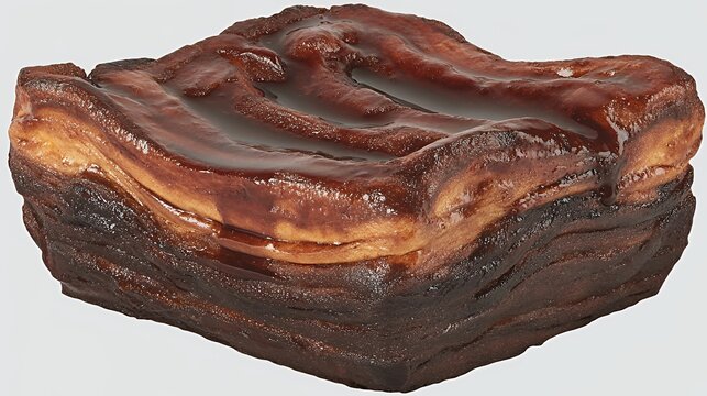 A square Venezuelan golfeado pastry with a rich sticky glaze