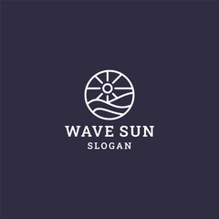 Wave sun logo style icon design template vector illustration
