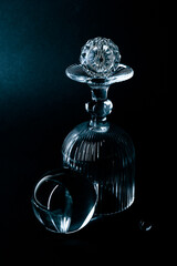 Decorative glass designs in sharp lighting. Geometric patterns and artistic illumination elegance.