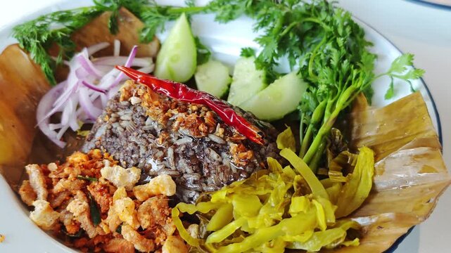 Khao Kan Jin food of Northern Thailand
