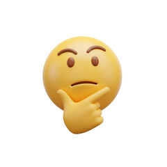 Yellow Emoji Thinking With Hand Under Chin On Black Background