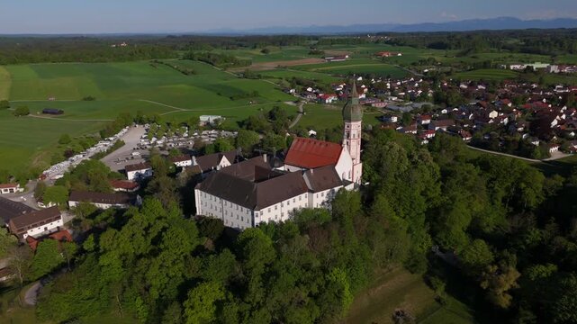 Andechs Monastery on the Holy Mountain, municipality of Andechs, Bavaria. Famous Benedictine abbey with baroque church, monastery brewery, and views over the Five Lakes Region.