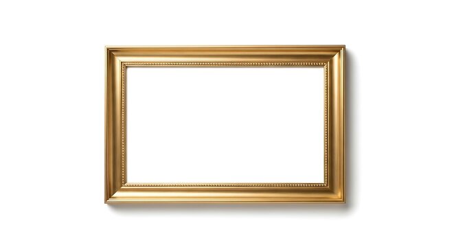 Golden Picture Frame on White Background.