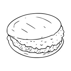 traditional Venezuelan arepa with filling line art illustration