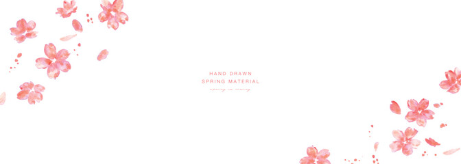 桜イラスト。水彩画で描いた桜の春背景。桜のベクターイラスト。春の桜フレーム。
Cherry blossom illustration. Spring background with watercolor cherry blossoms. Cherry blossom vector illustration. Spring cherry blossom frame.