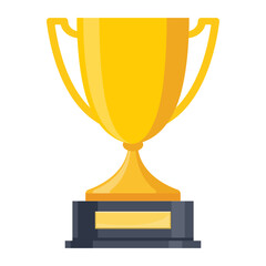 A flat style golden trophy cup, award icon. Editable EPS 10 vector graphic illustration isolated on white background.