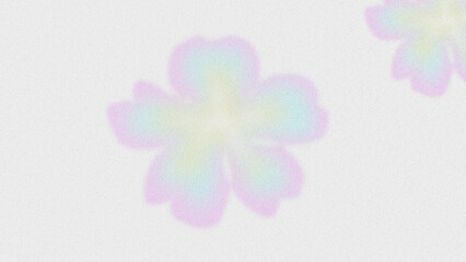 Fototapeta premium Pastel gradient flower with five soft petals on a white grainy background. Dreamy and abstract, ideal for branding, packaging, or decorative design.