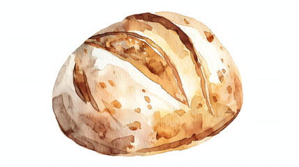 Prompt Flat watercolor illustration round bread