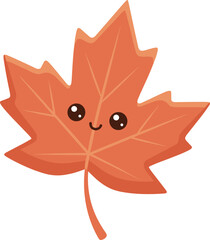 Obraz premium Cute Cartoon Autumn Maple Leaf Character with Happy Smiling Face Isolated on White Background for Fall Season Decoration and Nature Graphics