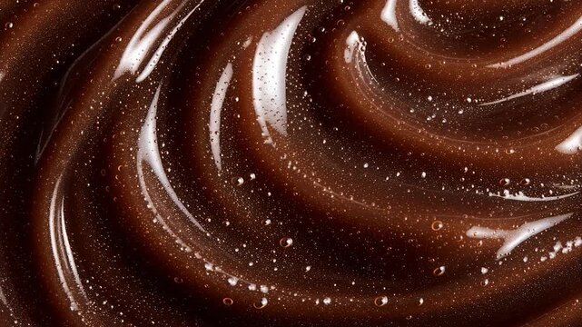 Brown cosmetic shimmering scrub swirling. Exfoliating body polish texture background with bubbles and abrasive particles