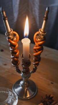Havdala candle being lit,  ritual marking the end of Shabbat