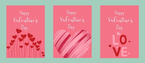 Naklejka premium Valentines Day posters templates for greeting card, invitation. Trendy vector illustration