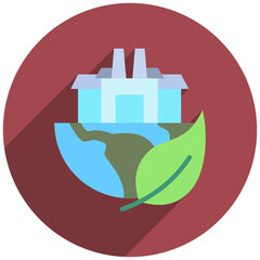 Obraz premium Eco Factory Rounded Flat Color Icon Mini Illustration, Use For Modern Concept, Print, Ui, Ux Kit, Web And App Development. Vector Related To Green Technology And More