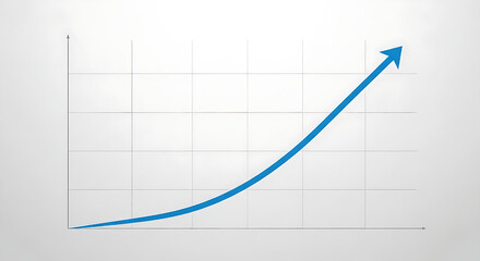 A blue graph line showing a steady increase in growth and progress