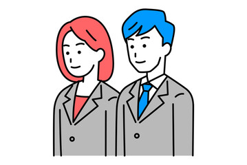 Fototapeta premium まっすぐ前を向いているスーツの男女