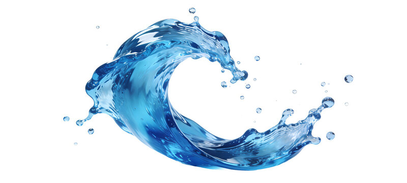 Vibrant blue water splash with floating droplets and air bubbles, capturing dynamic motion and fluid energy. Ideal for representing water, nature, or refreshing themes.