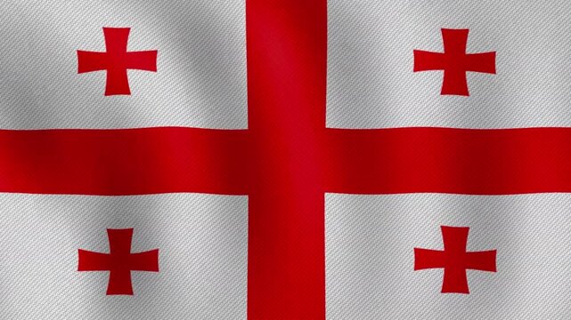 Waving flag of Georgia. Realistic 3D animation of the Georgian national flag