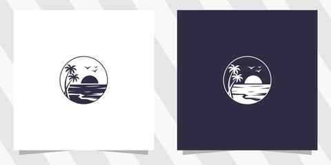 minimalist beach logo design vector