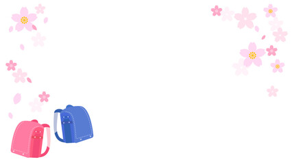 春の入学式イメージ｜桜とランドセルのかわいい背景