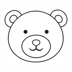 bear head outline vector. bear head coloring drawing.