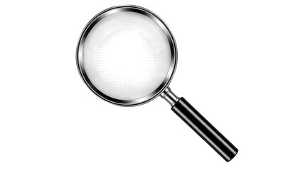 Close-up view of a magnifying glass isolated on transparent background