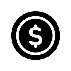 Obraz premium A simple circular coin icon with a dollar sign in the center, representing currency, cash, value, and basic units of financial wealth.