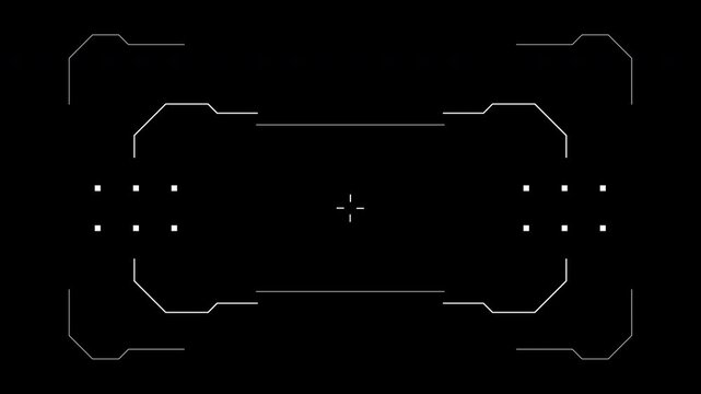Drone tracking overlay on a black background, suitable for technology, virtual reality, science fiction, and digital concepts.