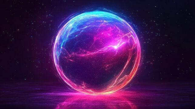 A pulsating orb of glowing cosmic energy, a vibrant sphere of light and color, a captivating celestial phenomenon in deep space