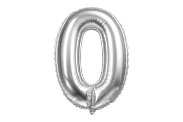 Silver 0 zero number foil balloon celebrating event