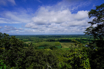 Native unspoiled landscape showing native trees surviving in agricultural dominated landscape environmental issues viewed from mountain top