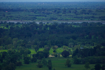 Fototapeta premium Native unspoiled landscape showing native trees surviving in agricultural dominated landscape environmental issues viewed from mountain top