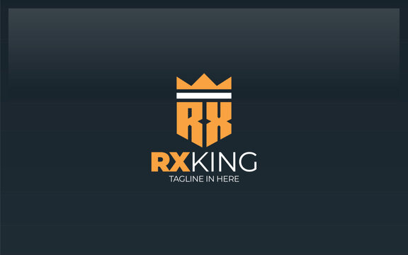Letter R and X logo formed with king crown symbol