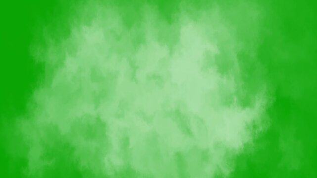 white smoke isolated on green screen background. flying white Clouds animation moving on green screen chroma key.
