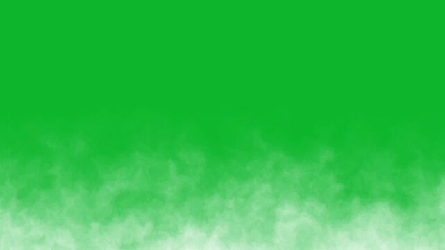 white smoke isolated on green screen background. flying white Clouds animation moving on green screen chroma key.