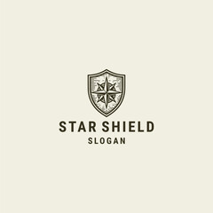 Star shield logo design template vector illustration