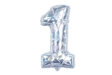 Fototapeta premium Number one crystal diamond luxury concept on transparent background