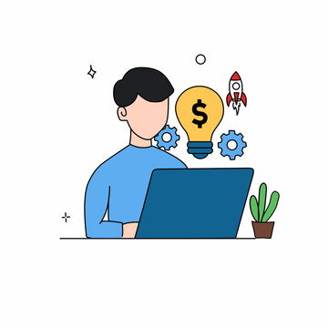 Vector illustration of digital business concept and ideas of making money online.