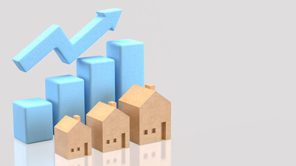 Fototapeta premium Real Estate Market Growth Concept with Rising Property Value Chart 3d render.
