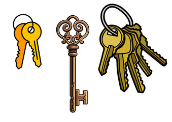 bunch of keys isolated on white