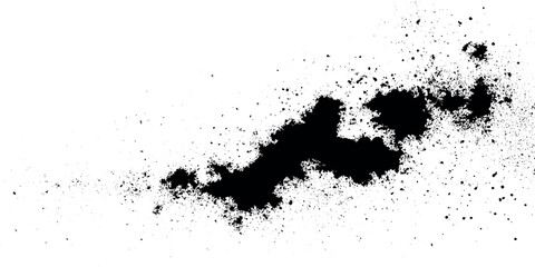 Black stained scratched dusty grunge micro dust isolated on transparent background, ink splat background or sketch art or distressed vintage grunge texture made by various scratches. © Namira