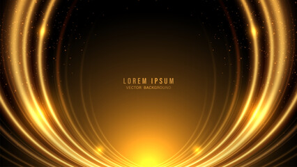 Fototapeta premium Abstract golden light curve vector background