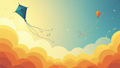 Abstract Makar Sankranti Festival Background Flat Vector Illustration