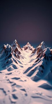Wax mountain peaks emerge from geometric valleys on a ski base,  winter sports,  artistic