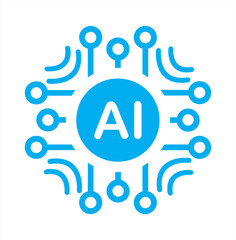 AI Technology Logo and Circuit Board Processor Icon Design
