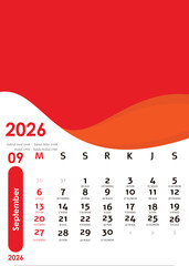 Calendar September 2026 design concept