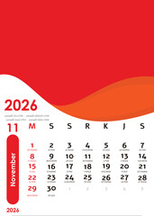 Calendar November 2026 design concept
